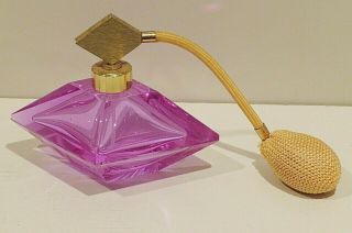 Irice W.  Germany Vtg Art Deco Atomizer Alexandrite Glass Perfume Bottle W/ Label