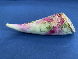 Antique Nippon Hat Pin Holder Wall Pocket Hand Painted Flowers Gold Trim 3