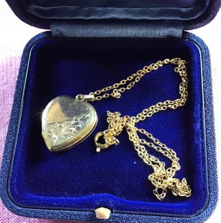 Vintage Rolled Gold Heart Shaped Locket & 9” Chain