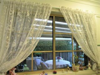 3 Vintage French Lace Curtain Panels Ready To Hang