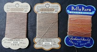 Vintage 3 X Cards Of Hosiery Darning Thread
