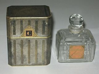 Vintage 1920s Caron Bellodgia Baccarat Perfume Bottle/box 2 Oz - Open/empty - 3 "