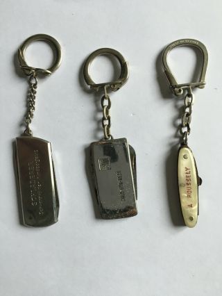 3 Keyring Porte - Clés Couteaux Publicitaires Keychain Vintage