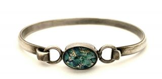 Vintage Mexico 925 Sterling Silver W/ Glass Cabochon Bracelet Marked Mexico.  925