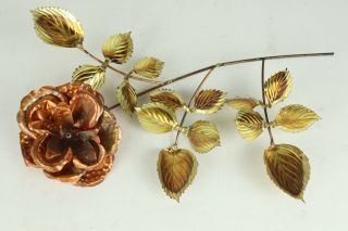 Vintage Mid Century Brass/copper Metal Flower Wall Hanging Decoration - 13 " Long