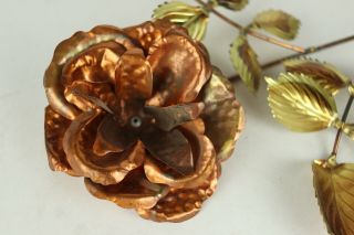 Vintage Mid Century Brass/Copper Metal Flower Wall Hanging Decoration - 13 