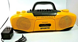 Vintage Sony Sports Cfs - 902 Boombox W/ Adapter Am/fm Radio - Cassette Recorder