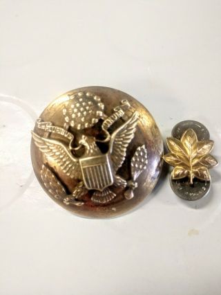 Vintage Metal Wwii Us Army Eagle E Pluribus Unum Military Pin Plus Another