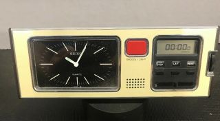 Vintage Seiko Quartz Alarm Clock Digital Lcd Portable Travel Alarm Clock Gold