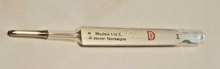 1954 German Post - WW2 Medical Fever Thermometer M,  Case Vintage Glass 3
