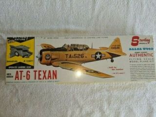 Sterling At - 6 Texan Model Airplane Kit For F/f Or C/l Vintage Nib