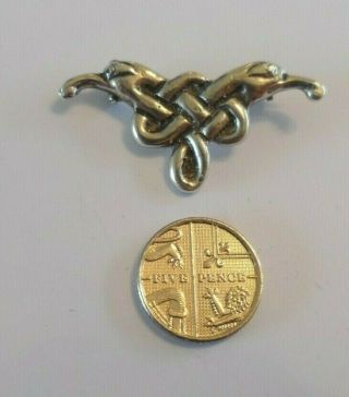 Vintage Silver Brooch By Ian Maccormick,  A Celtic Knot With Birds Heads On End 