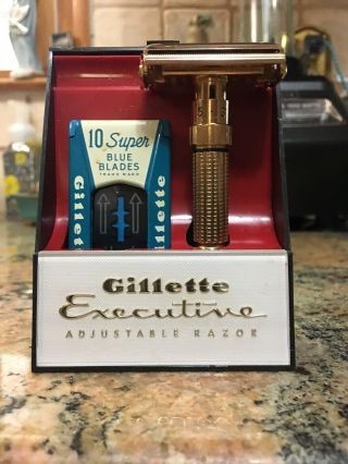 Gillette Gold Executive Fat Boy Safety Razor With Case