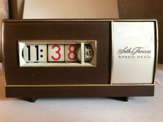Vintage Seth Thomas Speed Read Clock Digital Flip Numbers - Walnut Brown Beige