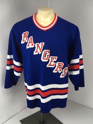 Vintage Ny York Rangers Blue Stitched Hockey Jersey Men’s Medium Usa Made