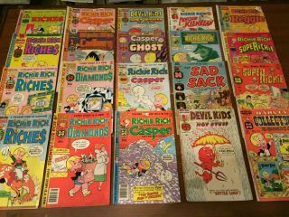 Vintage 20 Harvey Comic Books Bronze Age Casper Hot Stuff Sad Sack More 115