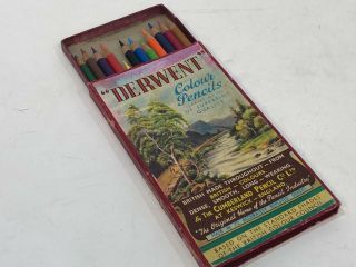 Vintage Derwent Colour Pencils Series No.  19 Of Superfine Quality (12 Colours)