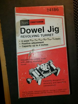 Vintage Craftsman Dowel Jig Model 9 - 4186 - Tools Revolving Turret Sears