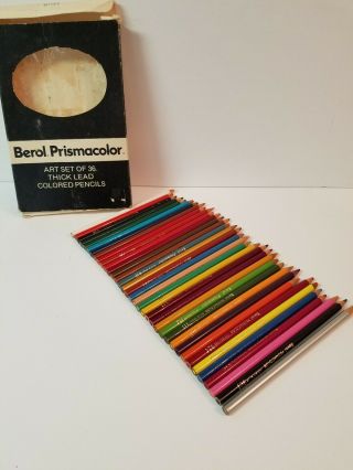 Berol Prismacolor 954 Set Of 36 Thick Lead Colored Pencils Vintage