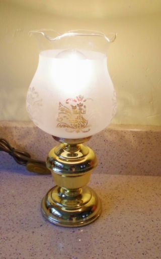Vintage Gas Lamp Style Brass And Etched Glass Globe Shade Table Lamp Bhs 11 " H R