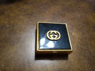 Vintage Gucci Pill Box Snuff Box Black Gold Vanity Accessory