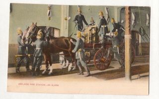 Vintage Postcard Adelaide Fire Station,  Hand Coloured S.  A