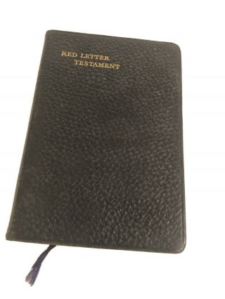 Vtg 1952 Red Letter Testament Bible Leather Bound Pocket Size Illustrated