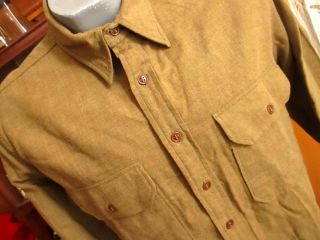 Medium True Vtg 1940s Army Wwii Mustard Od Combat Wool Uniform Shirt 15 - 31