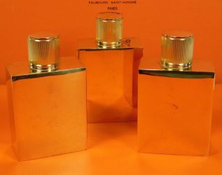 Vintage Hermes Set Perfume Cologne Travel Brass Gold Bottles Vanity Grooming Mb3