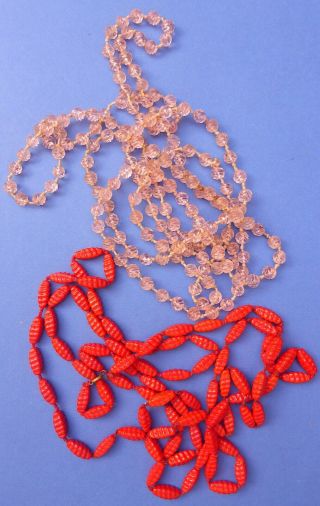 2 Gorgeous Vintage Czech Glass Bead Long Flapper Necklaces 1920s/30s Beads