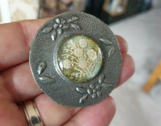 Edwardian Vintage Ruskin Jewellery Arts Crafts Floral Crystal Silver Brooch Pin