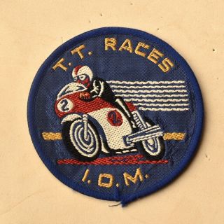 Vintage Isle Of Man Races Tt Cloth Badge / Patch Motorcycle Racing