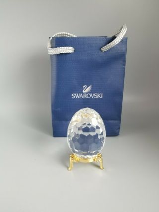Vintage Swarovski Crystal Egg W/stand 2.  5” - -