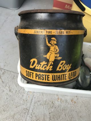 Vintage Dutch Boy Soft Paste White Lead 25lbs.  Bucket