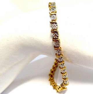 Vintage Gold On 925 Solid Silver Bracelet Little Diamonds Scrap Or Wear,