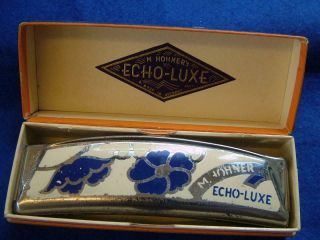 Vintage German M.  Hohner " Echo Luxe " Harmonica In C.  Boxed