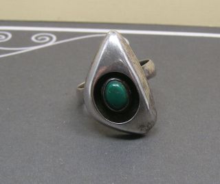 Vintage Sterling Silver Green Turquoise Shadow Box Ring Navajo 8.  25