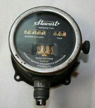 Vintage Early Stewart Warner Magnetic Type Speedometer Odometer