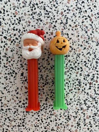 1980s Vintage Pez Dispenser Pumpkin Halloween & Santa Clause