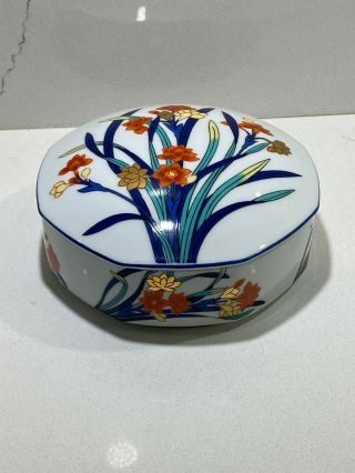 Vintage Tiffany And Co Porcelain Trinket Box Large Flowers