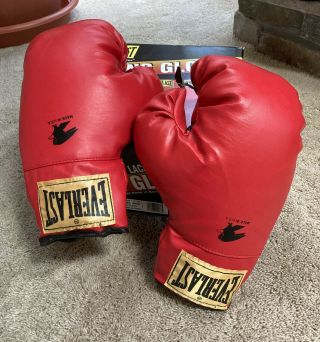 Vintage Everlast Red Boxing Gloves 16 Oz.  Made In Usa Nos