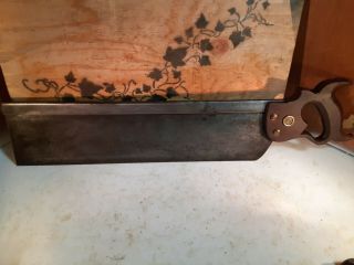Vintage 18 Inch Disston Back Saw 1896 - 1917 ? 11 Tpi.  No Res