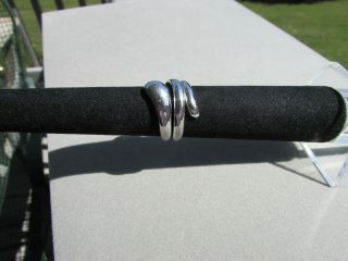 Vintage Sterling Silver 925 Han Signed Twist Modernist Ring Size 8 1/4