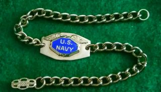 Vintage Patriotic Ww Ii Home Front U.  S.  Navy Bracelet Goldtone 8 " Long