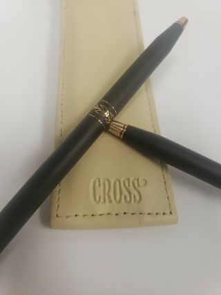 Vintage Cross Black Classic Century Ballpoint Ladies Pen & Pencil Set W/ Pouch