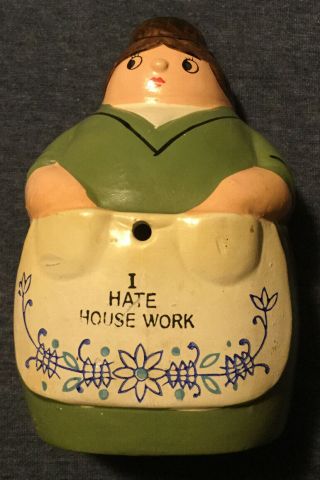 Vintage Kitchen Wall String Holder Woman I Hate Housework Wife Lady Apron