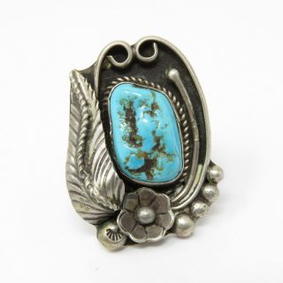 Nyjewel Vintage 925 Sterling Silver Navajo Turquoise Ring 14.  7g Size 7.  5 Signed