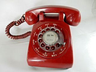 Vintage Bright Red Rotary Bell System Dial Phone Model 500dm Telephone