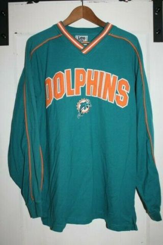 Vintage 09s Lee Sports Miami Dolphins Shirt Football Nfl Long Sleeve Tee Size Xl