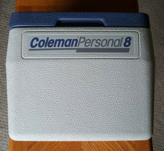 Vintage Coleman Personal 8 Cooler Same Size As Lil Oscar 5272 White/blue.